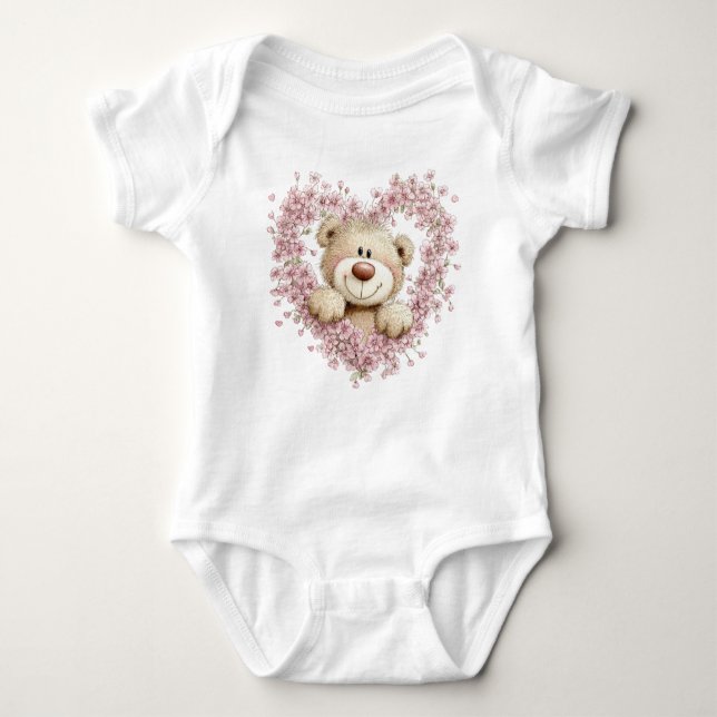 BODY PARA BEBÉ CUTE PINK VALENTINES DAY TEDDY BEAR (Anverso)