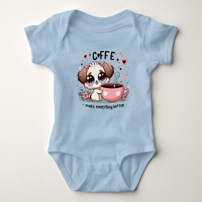 Body Para Bebé Cute Puppy Coffee Lover Baby Bodysuit - Coffee Mak (Anverso)