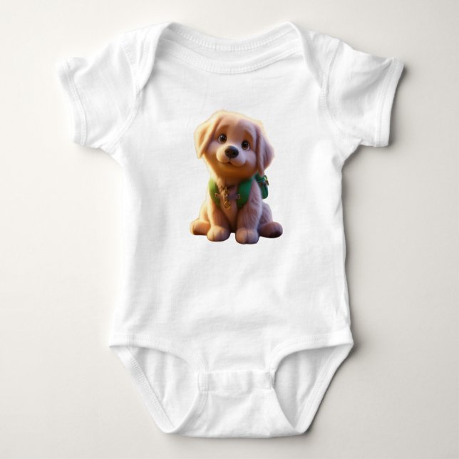 Body Para Bebé Cute Puppy, Golden Retriever, Baby BodysuitT-Shirt (Anverso)