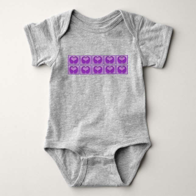 Body Para Bebé Cute Purple Framed Hearts Regalo de Baby Shower (Anverso)