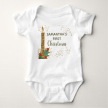 Cute Purpurina de oro deja primera Navidad