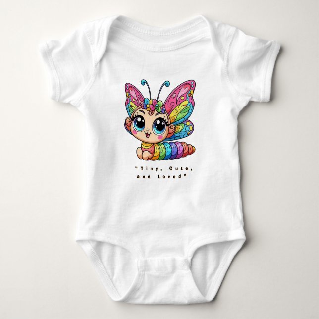 Body Para Bebé 🐛Cute Rainbow Caterpillar Butterfly Cartoon (Anverso)