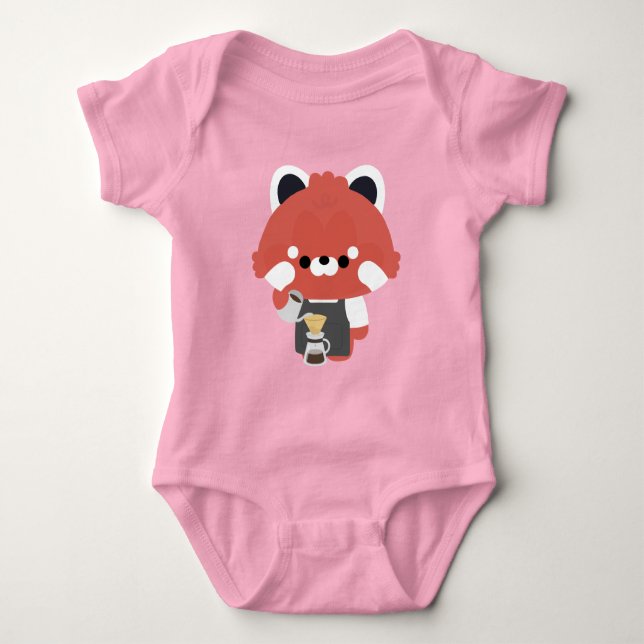 Body Para Bebé Cute Red Panda Barista (Anverso)
