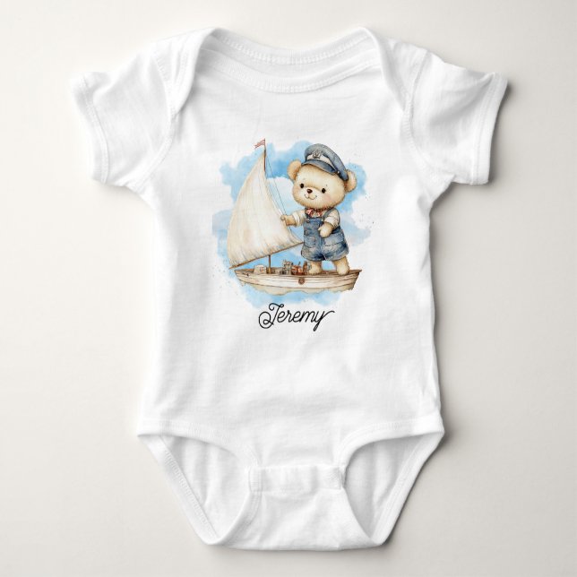 Body Para Bebé Cute Sailor Teddy Bear (Anverso)