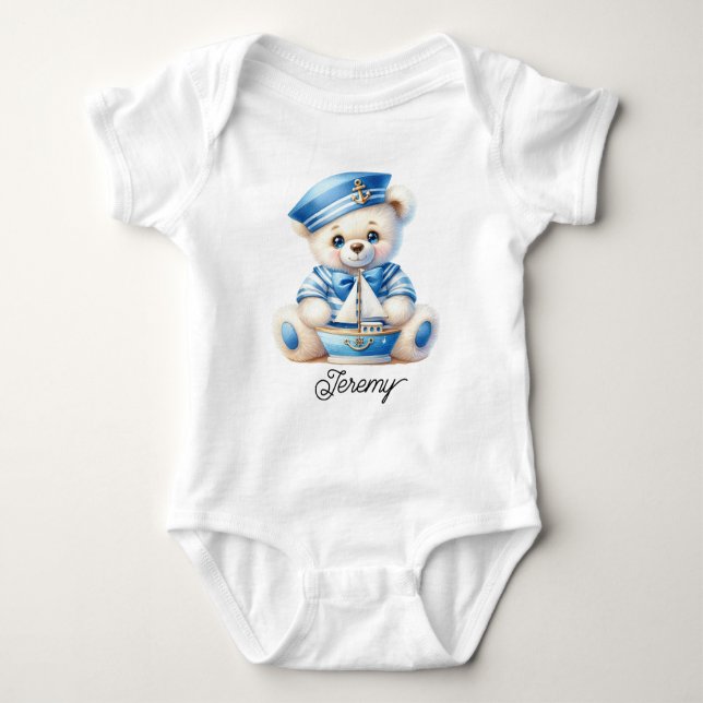 Body Para Bebé Cute Sailor Teddy Bear (Anverso)