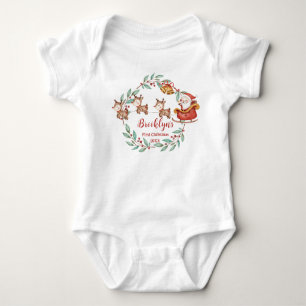 Body Para Bebé Cute Santa Claus Reno 1er Cumpleaños de Navidad