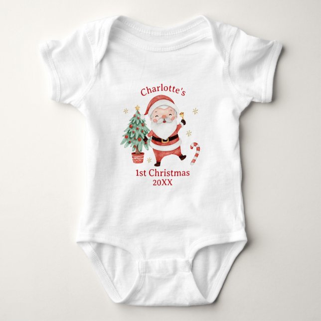Body Para Bebé Cute Santa Claus Tree Candy Primer Navidad (Anverso)