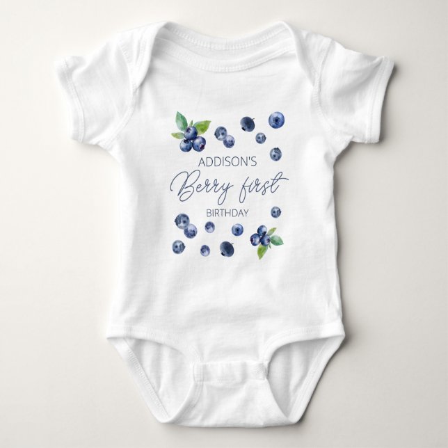 Body Para Bebé Cute Simple Red Blueberry Sweet 1er Cumpleaños (Anverso)