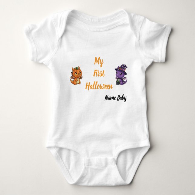 Body Para Bebé Cute Skeleton Dragon My First Halloween Baby (Anverso)