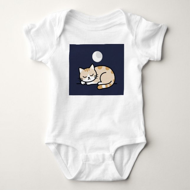 Body Para Bebé Cute Sleeping Cat Moon Baby Bodysuit  (Anverso)