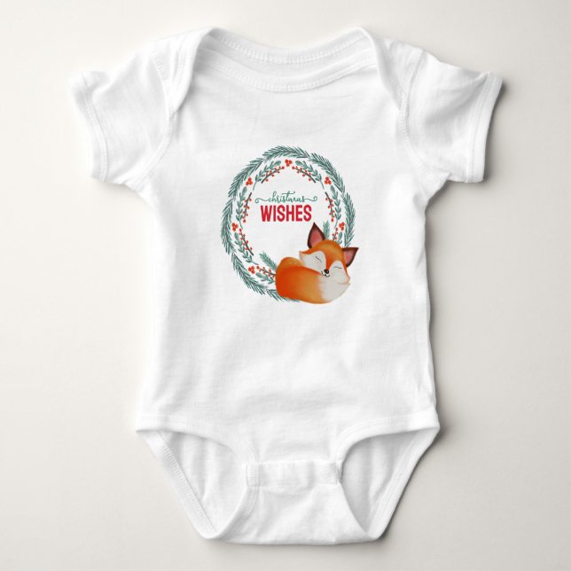 Body Para Bebé Cute Sleeping Fox Christmas (Anverso)