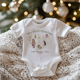 Body Para Bebé Cute Snowy Forest Animal Scene My First Christmas
