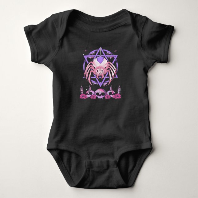 Body Para Bebé Cute Spider Satan Moon Pastel Goth Kawaii (Anverso)