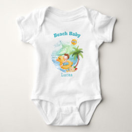 Body Para Bebé Cute Summer Vacation Name Beach baby Boy