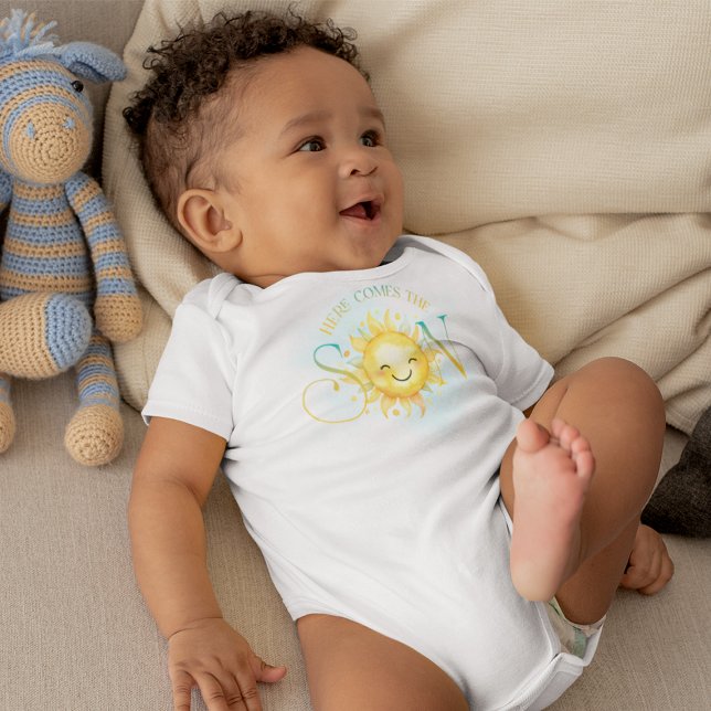Body Para Bebé Cute Sunshine Aquí viene el hijo bebé niño (Subido por el creador)