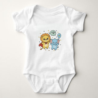 Body Para Bebé Cute Superhero Lion and Elephant Friends Cartoon