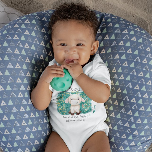 Body Para Bebé Cute Taurus Bull Watercolor Zodiac (Cute Taurus Bull Watercolor Zodiac Baby Bodysuit)