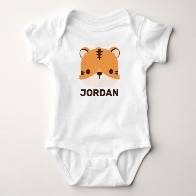 Body Para Bebé Cute Tiger with Personalized Name (Anverso)