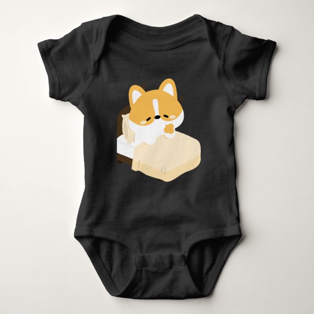 Body Para Bebé Cute Tired Corgi (Anverso)
