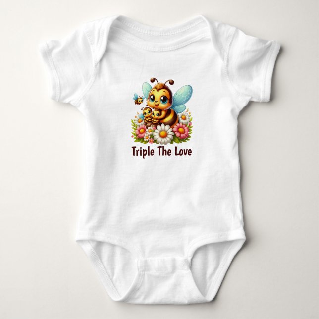 Body Para Bebé Cute Triple abeja de amor  (Anverso)