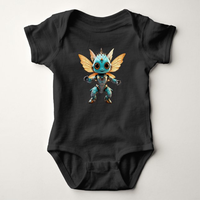 Body Para Bebé Cute Turquoise Dancing Robot Pixie (Anverso)