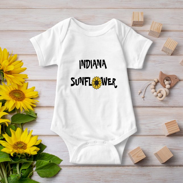 Body Para Bebé Cute Typography Indiana Sunflower Baby Name (Subido por el creador)