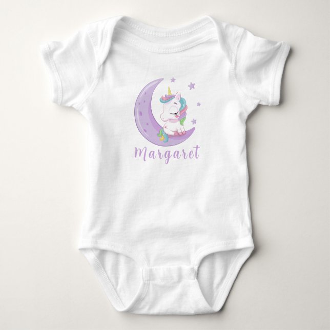 Body Para Bebé Cute Unicorn Nombre Personalizado Lindo (Anverso)