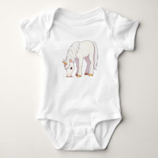 Body Para Bebé Cute Unicornio Blanco Puro Pastando Camiseta Unise