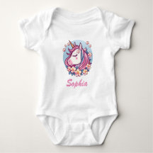 Cute Unicornio & Flores, Personalizar Nombre