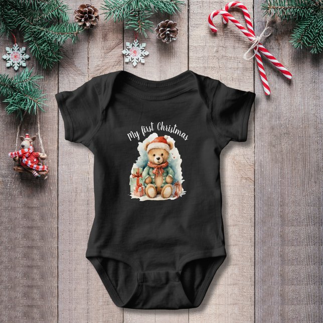 Body Para Bebé Cute vintage Christmas Bear (Subido por el creador)