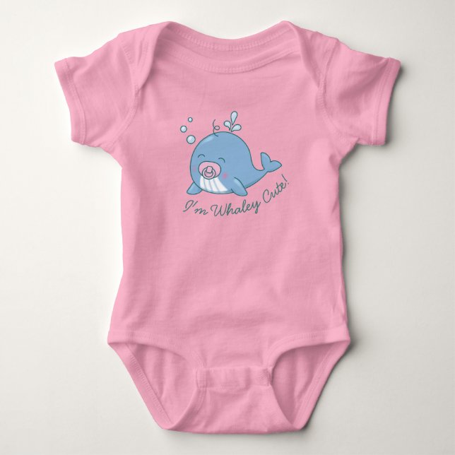 Body Para Bebé Cute Whale Baby Shower Whaley Cute Chica Rosa (Anverso)