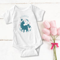 Cute Whimsical Turquoise Pink Unicorn Horse
