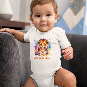 Body Para Bebé Cute Wild Child acuarela León personalizado