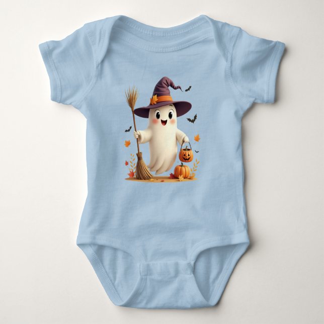 Body Para Bebé Cute Witchen Ghost Halloween Baby Bodysuit (Anverso)