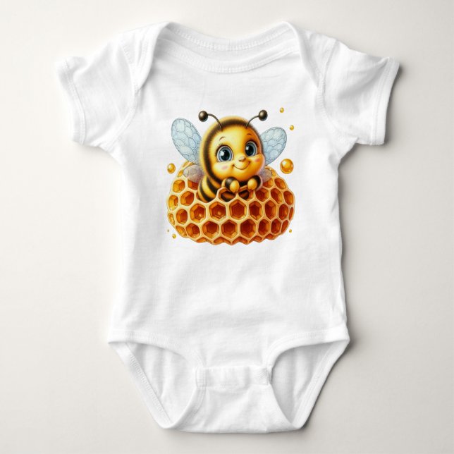 BODY PARA BEBÉ CUTE YELLOW AND BLACK CARTOON HONEY BEE (Anverso)