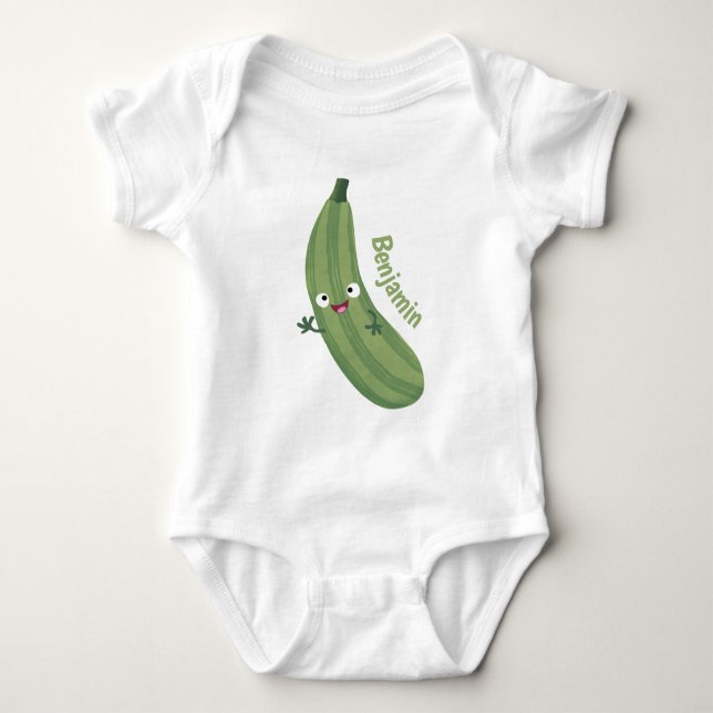 Body Para Bebé Cute zucchini feliz personalizado ilustracion (Anverso)