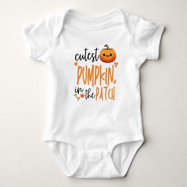 Body Para Bebé Cutest Pumpkin in the Patch, Fall First Halloween (Anverso)