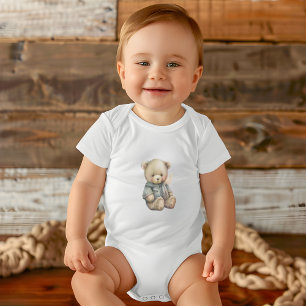 Body Para Bebé Cuto acuarela Teddy Bear Nombre personalizado Rega