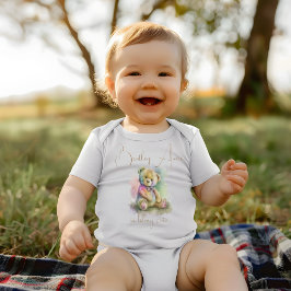 Body Para Bebé Cuto acuarela Teddy Bear Nombre personalizado Rega