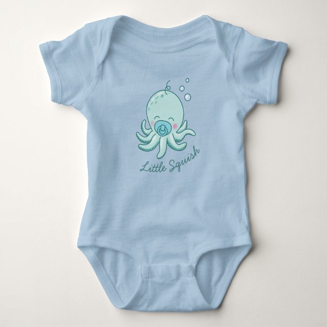 Body Para Bebé Cuto pulpo Baby Shower Kawaii Blue Boy (Anverso)