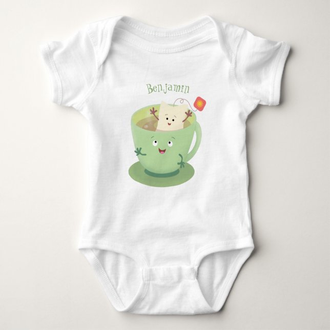 Body Para Bebé Cuto teabag taza personalizado personaje de humor (Anverso)