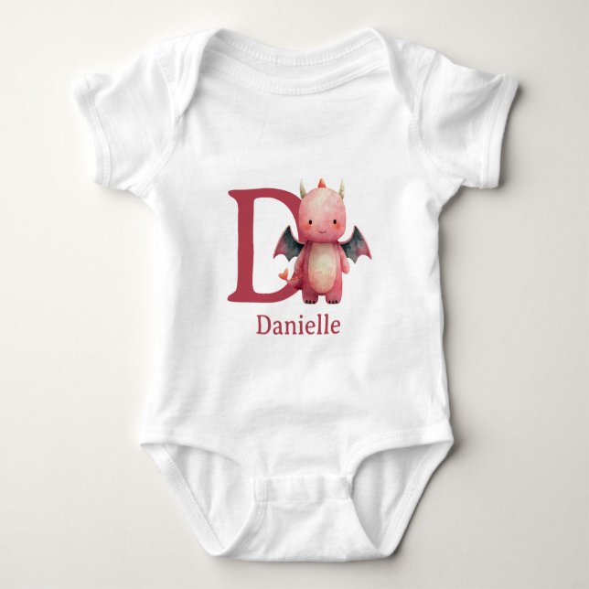 Body Para Bebé D es para Dragón Personalizar (Anverso)