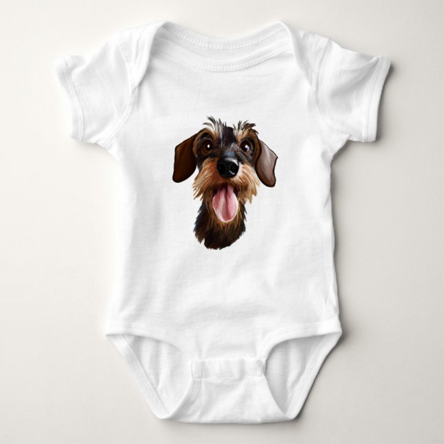 Body Para Bebé Dachshund Baby Bodysuit con cable (Anverso)