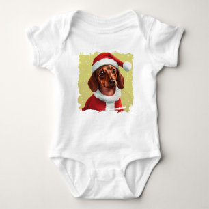 Body Para Bebé Dachshund Con El Equipo De Santa Claus - Navidades