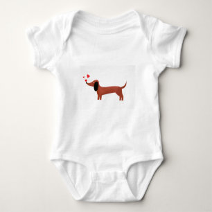 Body Para Bebé Dachshund con los pequeños corazones rojos