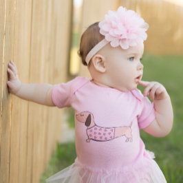 Body Para Bebé Dachshund Corazón rosa Un conjunto de piezas para 