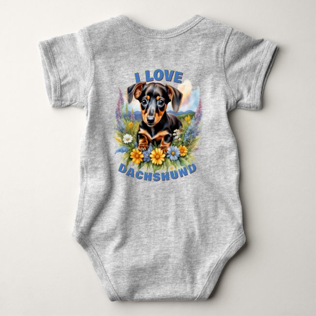 Body Para Bebé Dachshund Love Baby Bodysuit (Reverso)