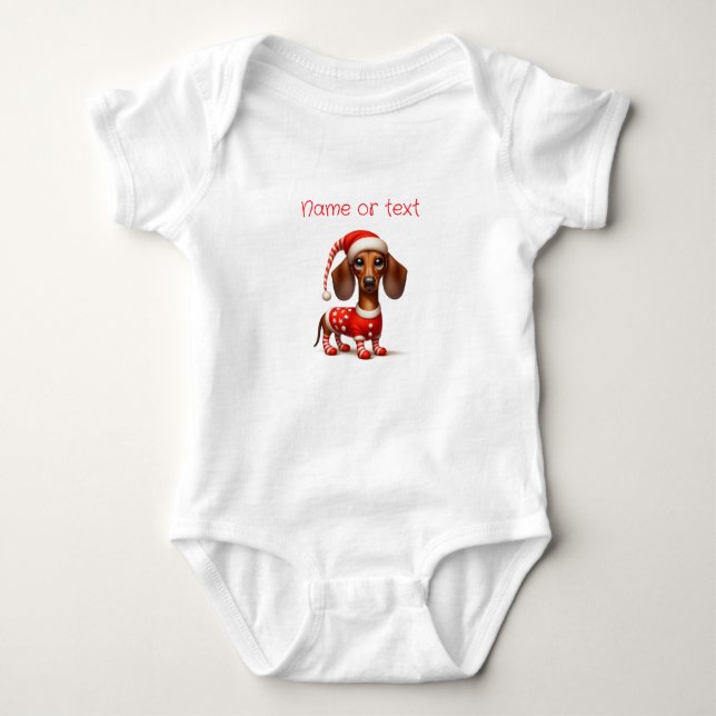 Body Para Bebé Dachshund Navideño Caprichoso  (Anverso)