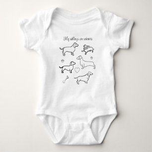 Body Para Bebé Dachshund Perros Mascotas Doodle Funny Black and W