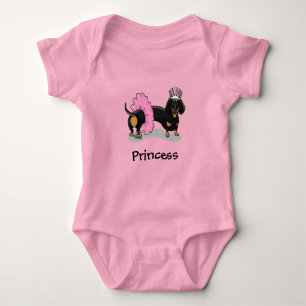 Body Para Bebé Dachshund Princesa de Ballet Bailarina (negro y ma